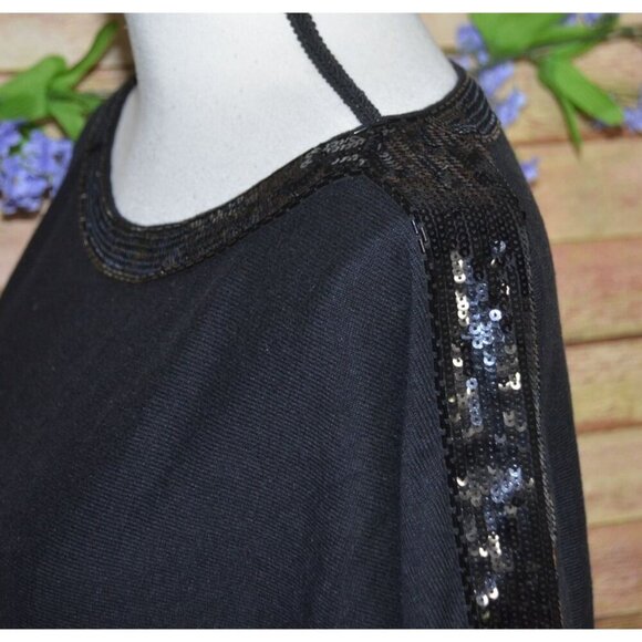 Talbots Women's Black Half Sleeve Knit Tee Plus Size 1X Sequin Stretch MINT - Picture 7 of 11
